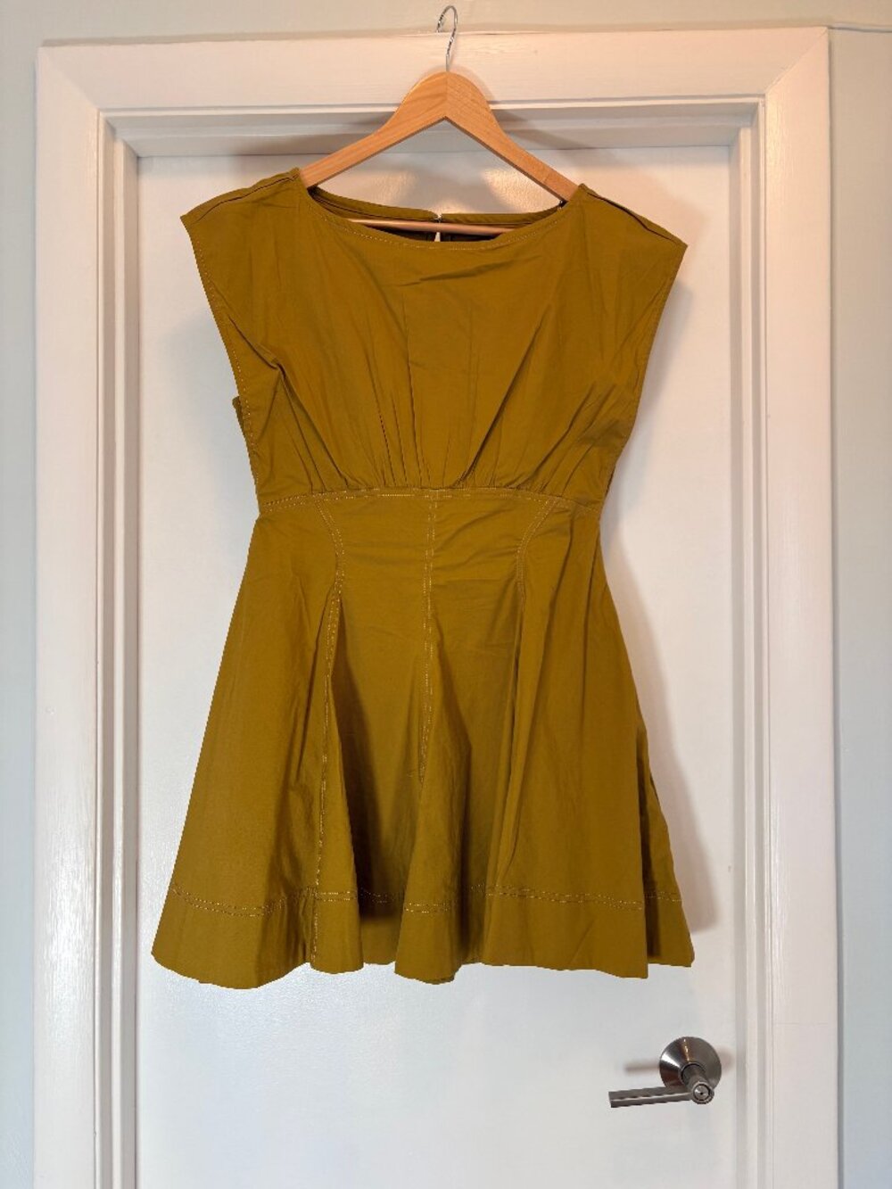 Maeve Sleeveless Waisted Poplin Mini Dress - M